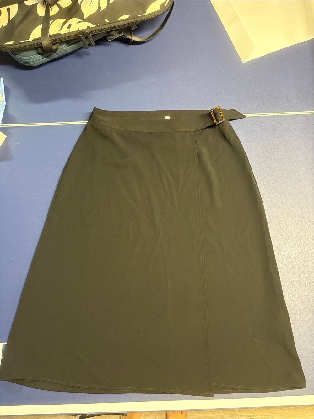 Max Studio Black A-Line Wrap Midi Skirt with Buckle